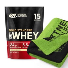 (57,67 EUR/kg) Optimum Nutrition 100% Whey Gold Standard 450g Protein+ Handtuch