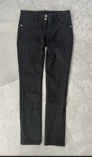 PATRIZIA PEPE Jeans Twill Stoff Hose XS 34 schwarz Stretch Gold Logo Knöpfe NEU