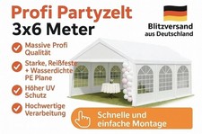 Partyzelt 3x6m Festzelt Pavillon Gartenzelt mit Fenstern Bierzelt weiß