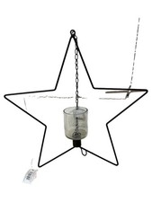 Kaheku Stern Windlicht Teelichthalter Hängend Schwarz Metall Glas Modern