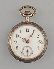 a-9420005-d Silber 800er Herren-Taschenuhr Minerva um 1890 Wek läuft an