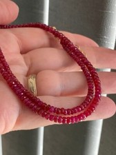 Echte rosa Rubin facettierte Rondell Edelstein Perlen Halsketten 18 Zoll Mädc...