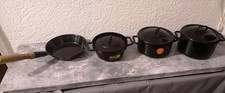 altes Kinder Kochgeschirr  3 x Prinz  schwarzer Kochtopf vers. Größe  emailliert