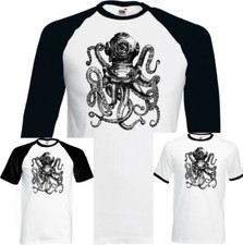 Tauchen Oktopus Herren Tiefseetaucher T-Shirt Tauchmaske Flossen Tank Set