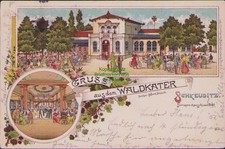 190612 AK Litho GRUSS aus dem WALDKATER Besitzer Alfred Schmidt SCHKEUDITZ 1899