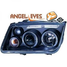 Scheinwerfer Set Passend für VW Bora 98-05 Klarglas/Schwarz Angel Eyes