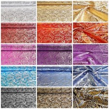 Jacquard Stoff Silber- Goldfaden Brokat Paisley Kleidung Deko Tischdecke Gardine