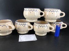 6 Tassen Becher D10 H7,5➡️Rheinsberg Keramik beige blaue Punkte➡️D71T1R9