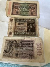 WW2 GERMAN BANK NOTES A One A 1000, A 2000. Reichsmarken ( 3 Scheine )