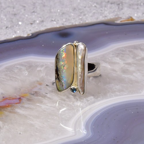 Boulder opal ring 925er - boulder,