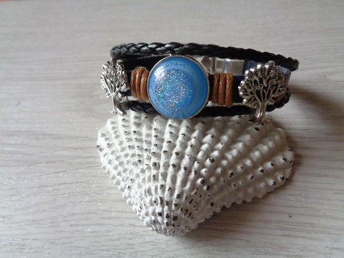 Lederarmbänder 3fach cabochon - 3fach,