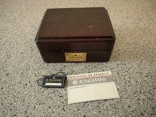 Alte Junghans Neptune Uhrbox Massiv Holz Preisschild Garantiekarte blank vintage