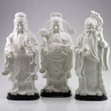 Porzellan-Figuren Set Drei Sterne, Fu Lu Shou Sanxing, Feng Shui Porzellan Figur
