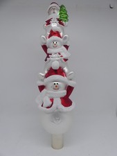 Christbaumspitze süßer Schneemann Rot-Weiß Glas 31cm – Weihnachtsdeko, festlich