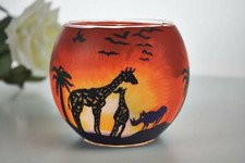 Leuchtglas 123 Safari-Feeling Rottöne Afrika 11cm Kerze Teelichter Windlicht