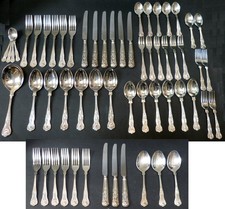 Sheffield Kings Pattern Besteck,  6 Pers., insges. 58 Teile,Konvolut, versilbert