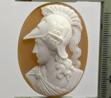 Antike Muschel Kamee Athene Minerva sehr feiner Schnitt 43,5x33mm 53ct.