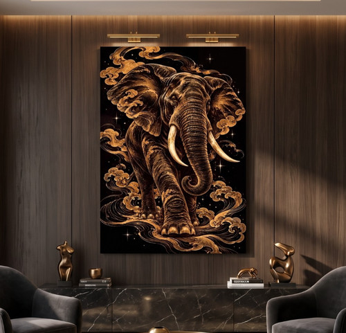 Wandbild elefant schwarz - wandbild, gold