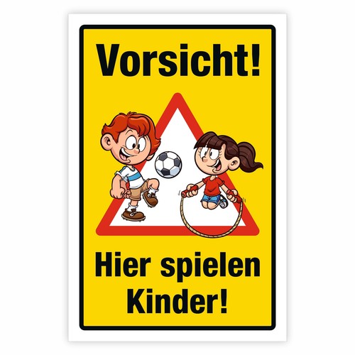 Schild vorsicht hier spielen - hier,