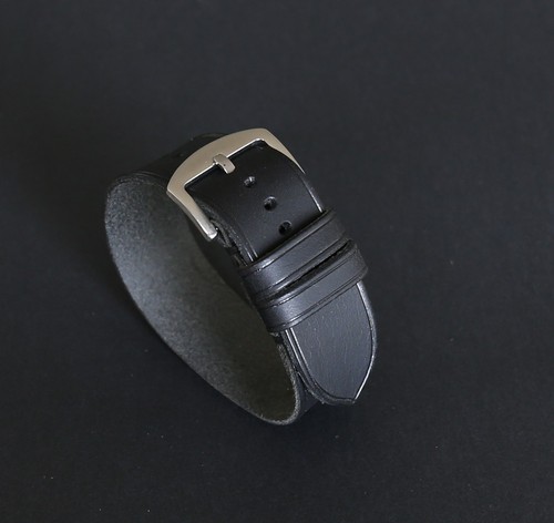 Schwarzes leder uhrenarmband - schwarzes,