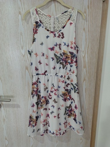 Kleid weiß bunt spitze - kleid,