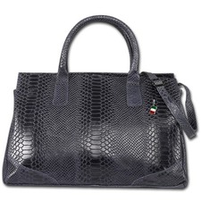 Florence Damen Henkeltasche Echtleder Tote Bag blau Schlangenprägung OTF172B6