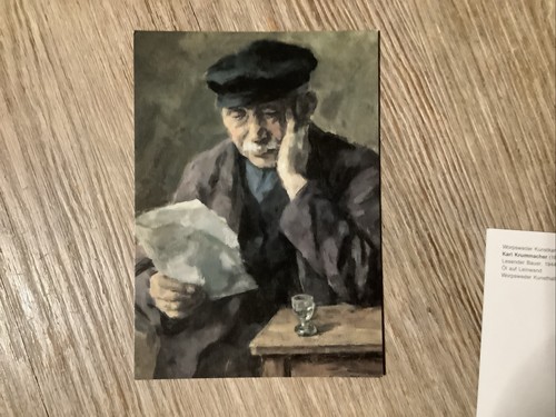 Postkarte lesender bauer - 1, postkarte,