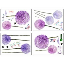 4 Sheets Blumen Wandtattoos
