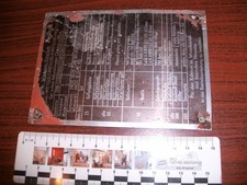 Alu-Schild Robur Wartungsvorschrift für Motoren 1- 4 Zylinder. Gebraucht.