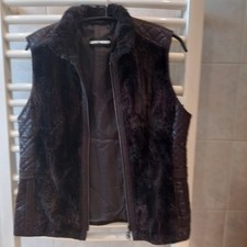 Damen Weste Gr. 36 GERRY WEBER dunkelbraun Fell- und Lederimitat ärmellos