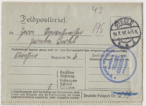 Brief feldpost 1917 - brief,