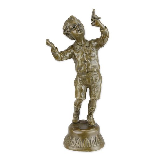 Bronzefigur junge mit - bronzefigur, taube