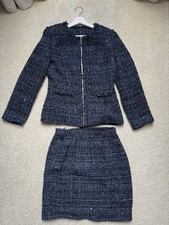 Hochwertiger Tweed Damen Anzug Jacke Und Rock Neu In Größe M