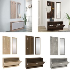 Garderobenset Flur 3in1 Schuhschrank Schuhkipper Spiegel Garderobe Diele Set DE