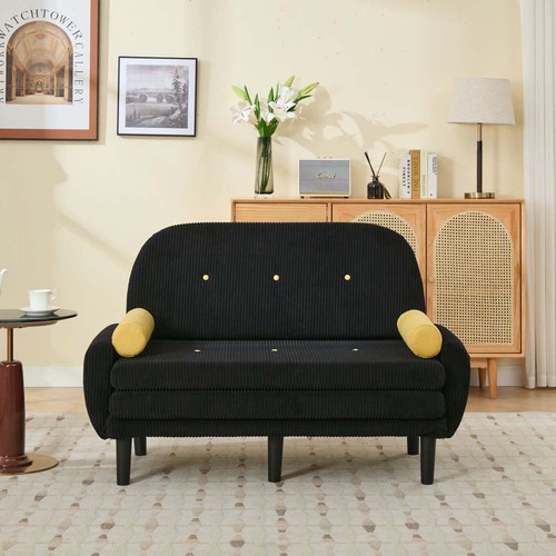 Black corduroy loveseat - black,