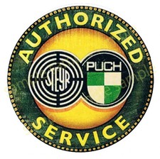 #182 STEYR PUCH AUTHORIZED SERVICE Ø 9,5cm AUFKLEBER ADHESIVE MOTOR STICKER