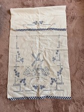 Antiker bestickter Vorhang Stoff 90x100cm Küchenschrank Vintage 53cmx112 cm