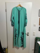 Maxikleid L lang Türkis mit Blau Vögelmotif selten aus Egypt! Sheba!