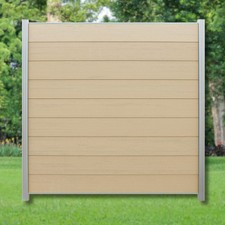 WPC Zaun Komplettset Sichtschutzzaun Pfosten Steckzaun sand hell sandbeige 180cm