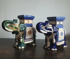 2 Vintage Keramik Elefantenfigur Blumenhocker  Deko 29cm Statue Podest