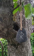 Runensteine ALGIZ | SCHUTZ | HEIMSCHUTZ | LIEBE Schiefer graviert Echtlederband