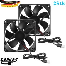 2x 12cm 5V USB Kühler Silent Lüfter Cooling Fan für Desktop PC Computer Gehäuse