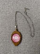 Cabochon Kette Holzblatt mit