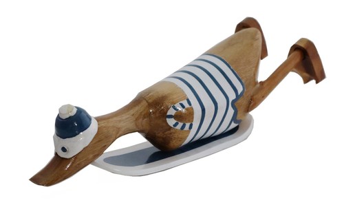 Deko ente holz laufente auf - deko,