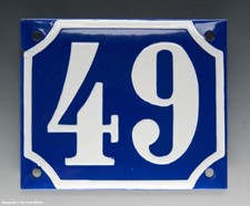ALTE EMAIL EMAILLE HAUSNUMMER 49 in BLAU/WEISS wohl um 1930