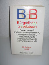 BGB BÜRGERLICHES GESETZBUCH- BECK- TEXTE- DTV- ISBN: 9783423050012