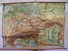 große Schulwandkarte Deutsches Reich Alpengebiet 204x144 ~1920 vintage wall map