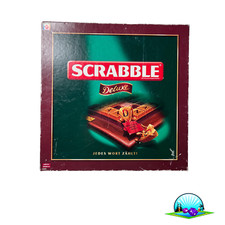 Scrabble Deluxe Spiel - Mattel 2008 - Spielbrett drehbar + Holzrahmen- Vollstäng