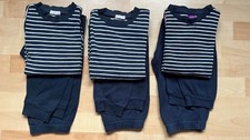 Living Crafts 3 Schlafanzüge Gr. 122 128 blau weiß gestreift 100% Baumwolle