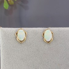 Wert 390 € Opal Ohrringe (0,50 carat) in 585 14 Karat Gelb Gold xxyy